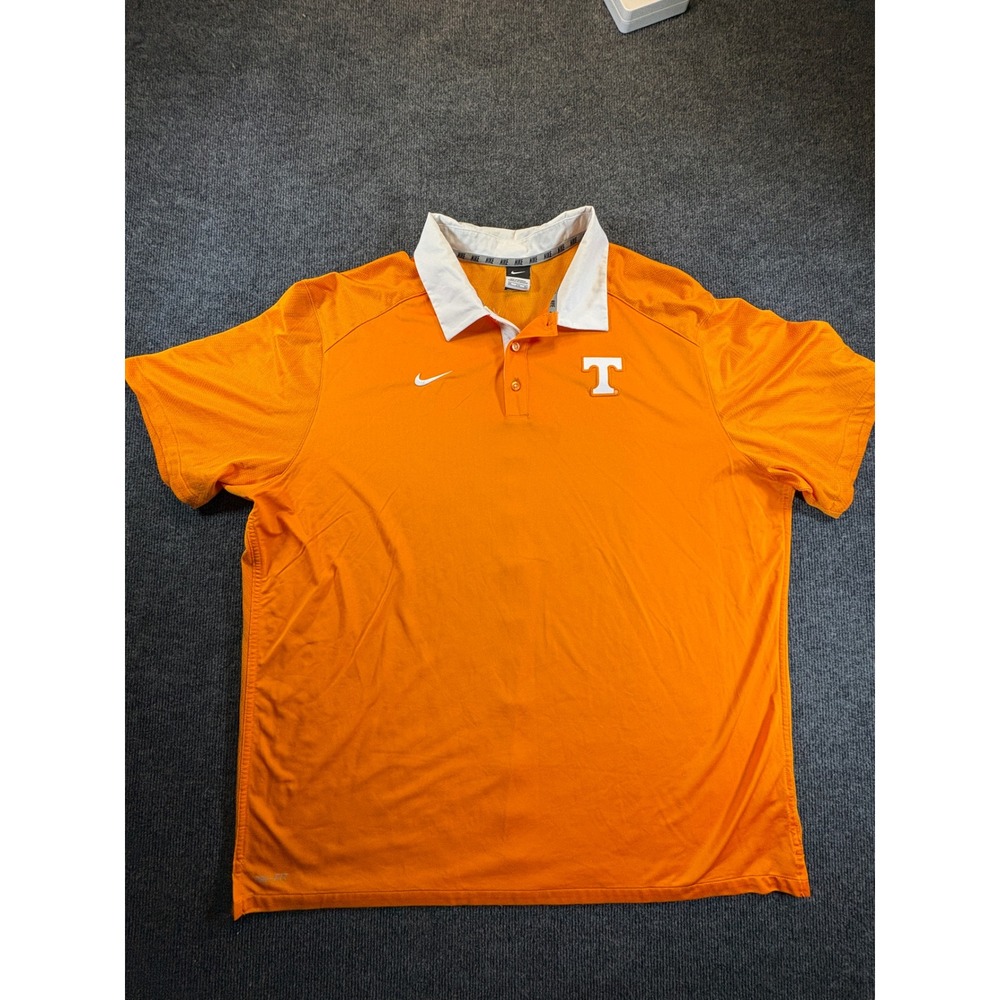 Nike Tennessee Volunteers Mens 3XL Orange Dri-FIT Polo Shirt White Collar 2998